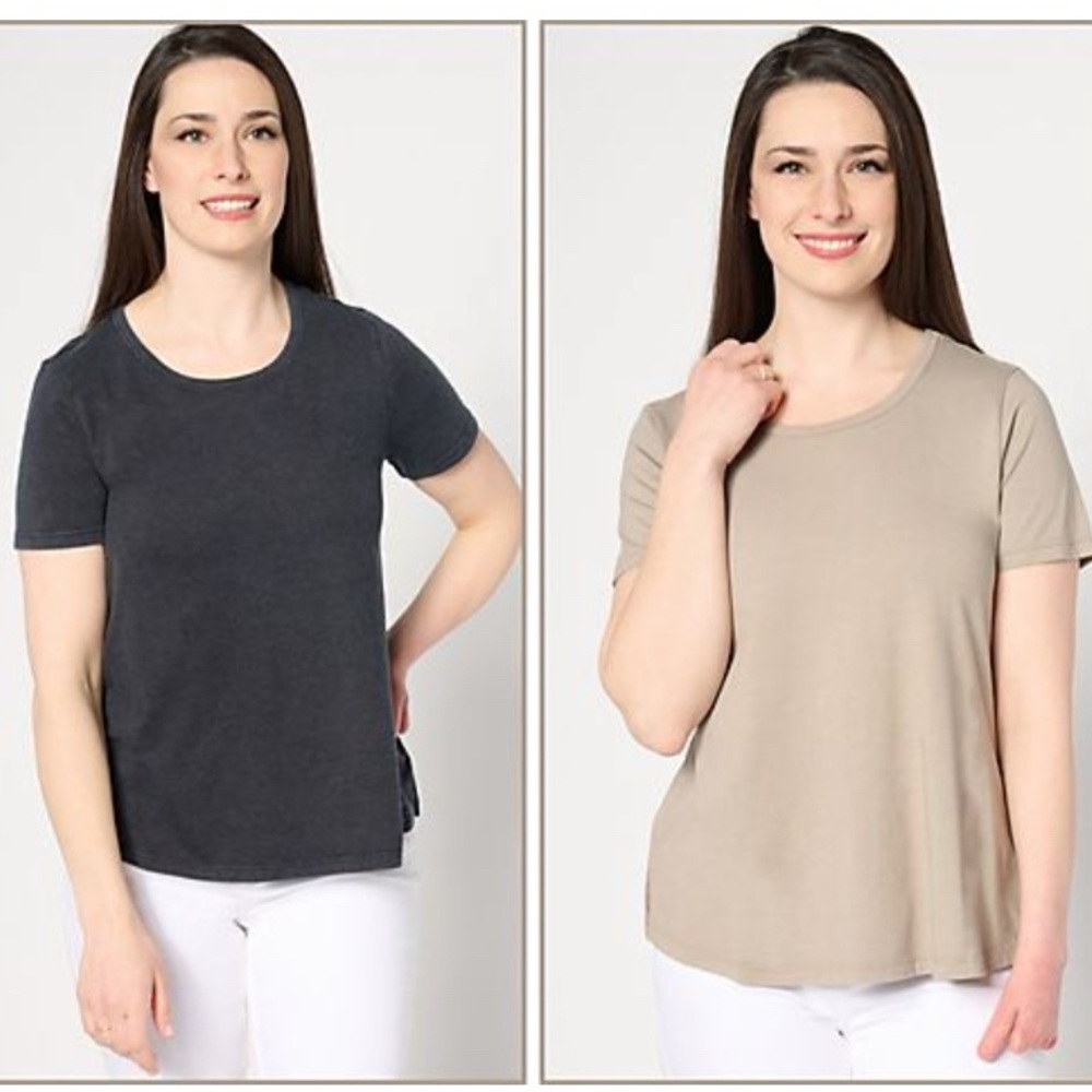 Set of TWO crew neck antique wash tees
